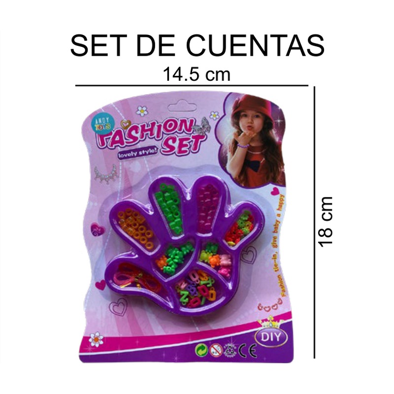 [EB-TS91582] Set Cuentas DIY Bandeja Mano Letras Pulseras Fashion 20x28.5 cm — Caja 480 pz