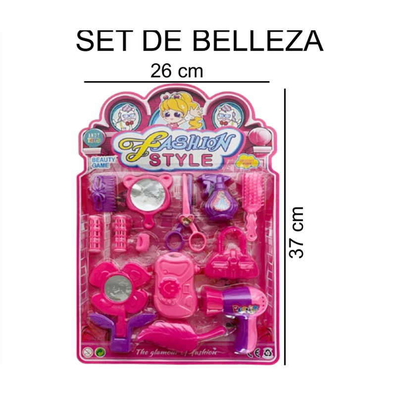 [EB-TS91636] Set Belleza Fashion Style Grande Secadora Espejo Tijeras 26x37 cm — Caja 144 pz