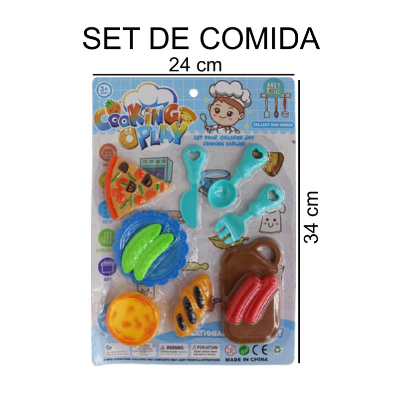 [EB-TS90811] Set Comida Cooking Play Sartén Taza Espátula Plato Alimentos 34x24 cm — Caja 96 pz