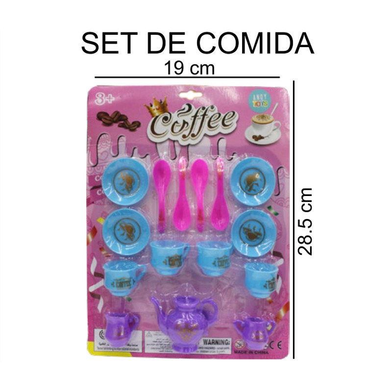 [EB-TS92230] Set Té Coffee 15 pz Translúcido Azul Morado Tetera Platón 21x28.5 cm — Caja 288 pz