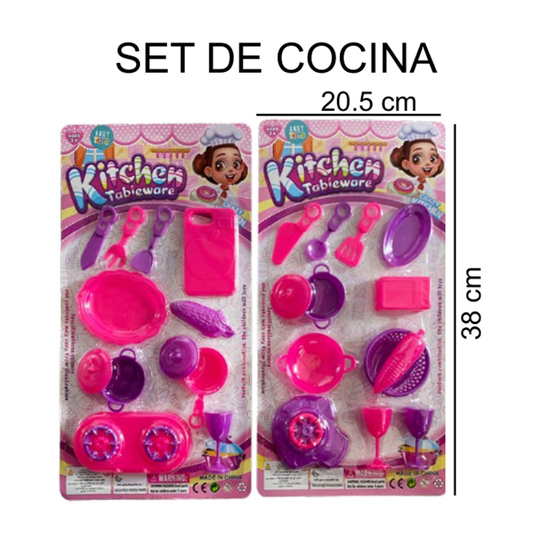 [EB-TS91129] Set Cocina Kitchen Tableware Ollas Sartén Tazones Utensilios 2 Modelos 20.5x38 cm — Caja 240 pz