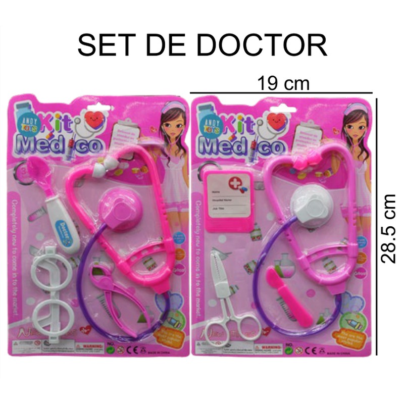 [EB-TS85249] Set Doctor Girls Doctor 6 pz Otoscopio Martillo Reflejos Recetario 21x31 cm — Caja 240 pz