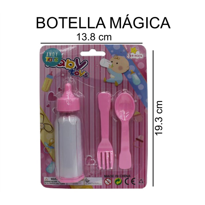 [EB-TS91688] Set Biberón Mágico con Asas Baby Toys Fondo Corazones 14x19.5 cm — Caja 480 pz