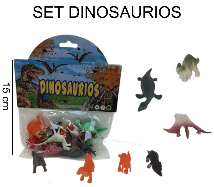 [EB-TS92570] Dinosaurios Blister 12 Figuras Plástico Surtido Colores — Caja x432 pz