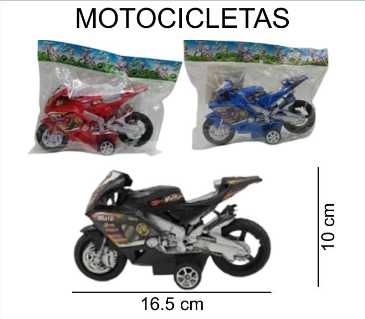 [EB-TS92388] Motocicleta Fricción 4 Colores Blister 16×10 cm — Caja x360 pz