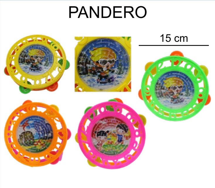 [EB-TY362548] Pandero Circular Laberinto Blister 15 cm Plástico — Caja x360 pz