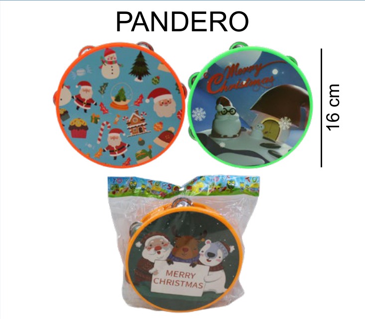 [EB-TY362546] Pandero Musical Blister 16 cm Plástico Colores — Caja x288 pz