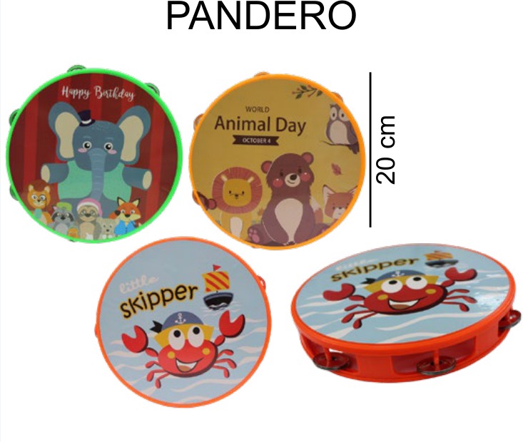 [EB-TY362544] Pandero Musical Grande Blister 20 cm Plástico — Caja x144 pz