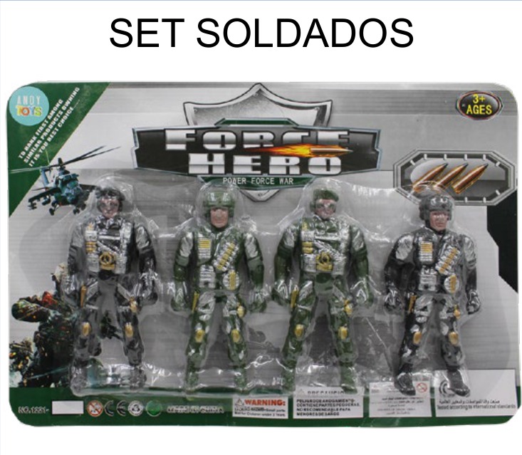 [EB-TS95851] Soldados Blister 4 Piezas 31×21 cm Plástico Surtido — Caja x96 pz