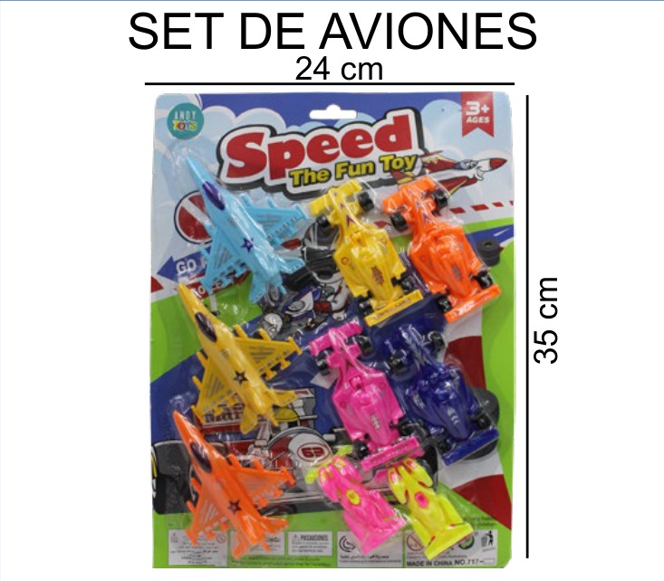 [EB-TS91519] Aviones y Carritos Blister 9 Piezas 35×24 cm — Caja x216 pz