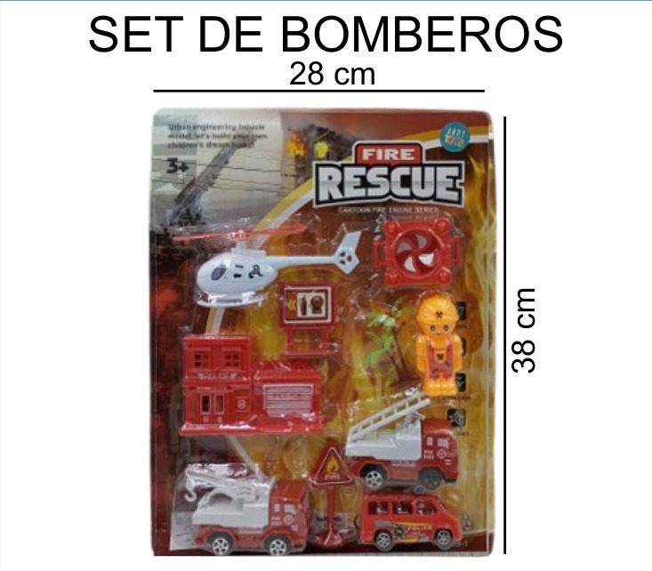 [EB-TS92411] Bomberos Vehículos Blister 2 Colores 28×38 cm — Caja x120 pz