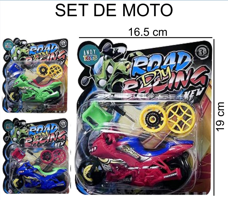 [EB-TS92147] Motocicleta Blister 5 Piezas 3 Colores 16×19 cm — Caja x240 pz