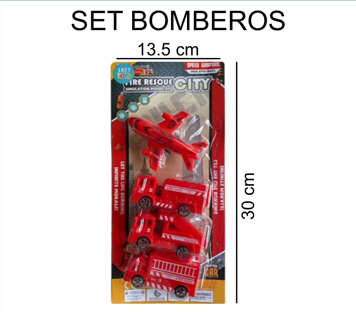 [EB-TS91651] Camión Bomberos Blister Plástico 13×30 cm — Caja x360 pz