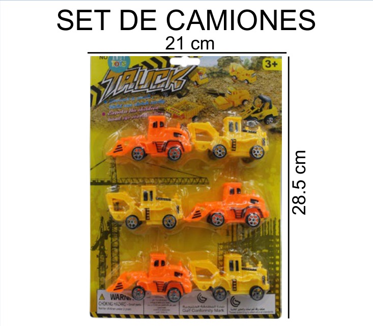 [EB-TS91587] Camiones Blister 6 Piezas 2 Colores 21×28×3 cm — Caja x240 pz
