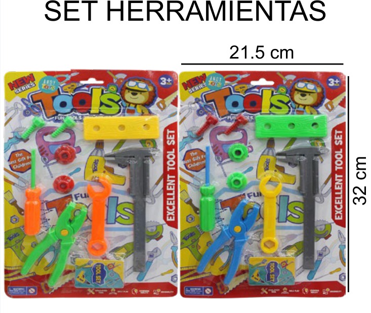 [EB-TS91522] Herramientas Juguete Blister Plástico 21×32 cm Grande — Caja x464 pz