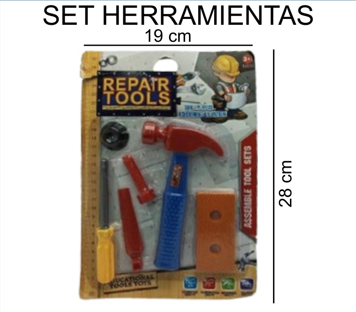 [EB-TS91629] Herramientas Juguete Blister Plástico 19×28 cm Surtido — Caja x288 pz