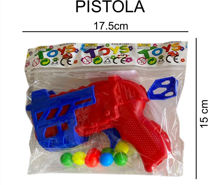 [EB-TS91620] Pistola Bolitas 2 Colores Blister 17×15 cm Plástico — Caja x600 pz