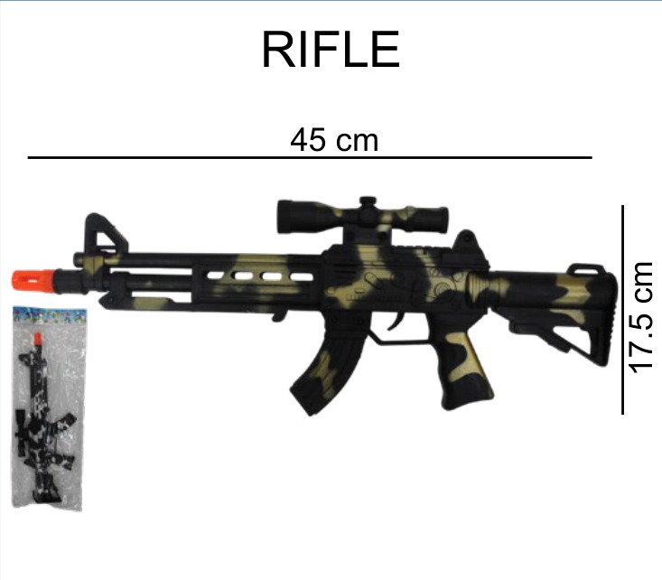 [EB-TS91543] Rifle Plástico Blister 2 Colores 17×45 cm — Caja x288 pz
