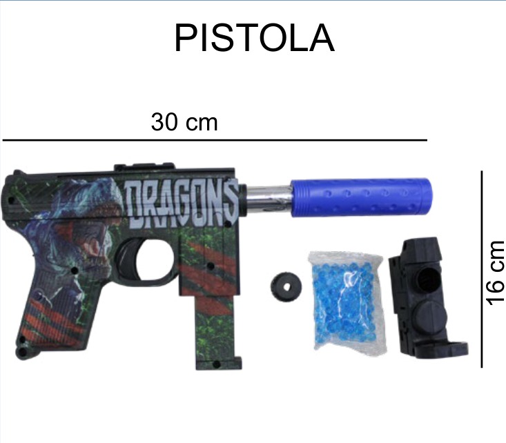 [EB-TS92392] Pistola Balas de Gel 2 Modelos Blister 16×30 cm — Caja x180 pz
