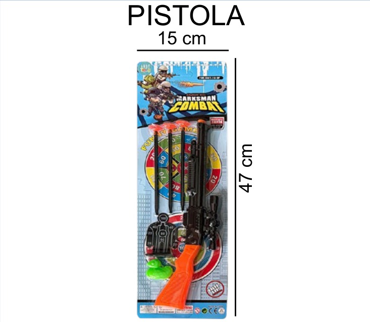[EB-TS91476] Pistola Tiro Blister 15×47 cm Plástico Surtido — Caja x240 pz