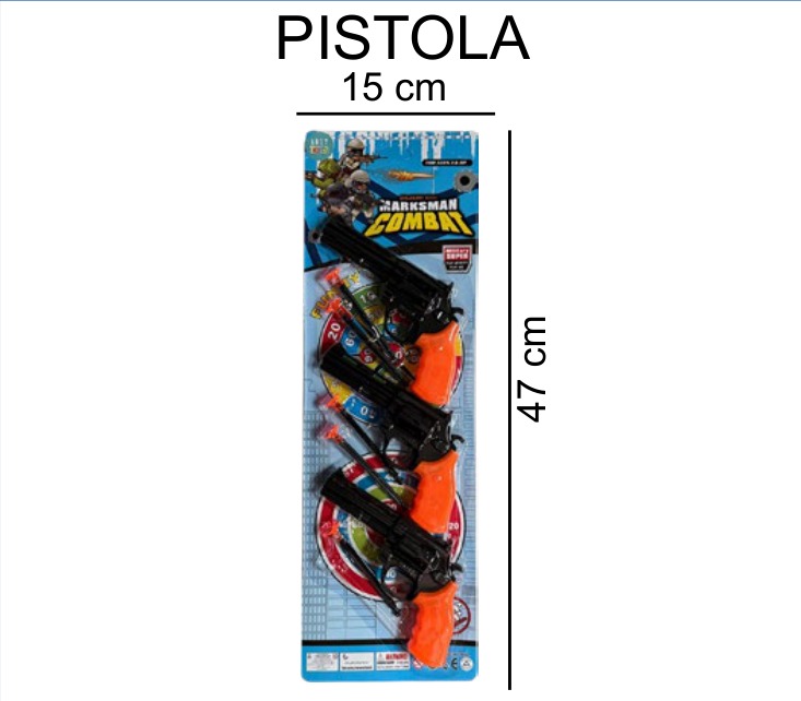 [EB-TS91583] Pistola Tiro Blister 15×47 cm Plástico Colores — Caja x240 pz