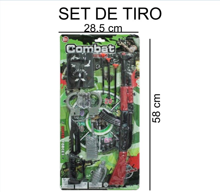 [EB-TS92433] Set Combate Pistola y Accesorios Blister 28×58 cm — Caja x108 pz