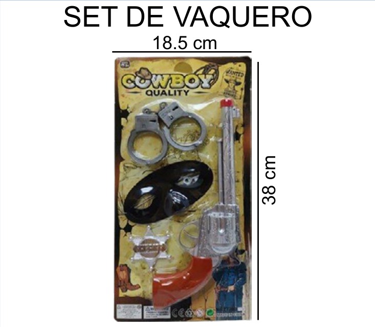 [EB-TS96039] Vaquero Set Completo Blister 18×38 cm Plástico — Caja x72 pz