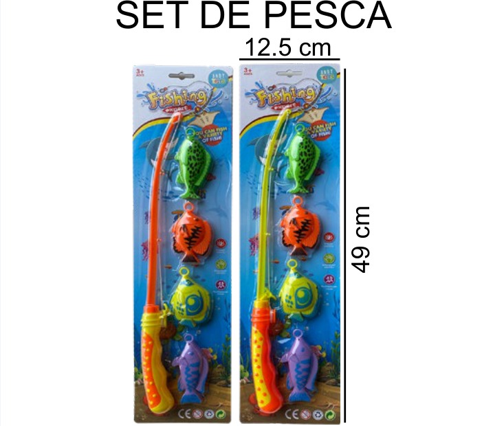 [EB-TS95942] Caña Pesca Juguete Blister 2 Colores 12×49 cm — Caja x72 pz