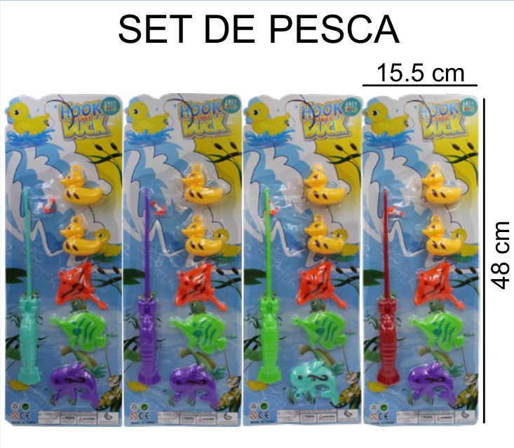 [EB-TS92277] Caña Pesca Juguete Blister 4 Colores 15×48 cm — Caja x384 pz
