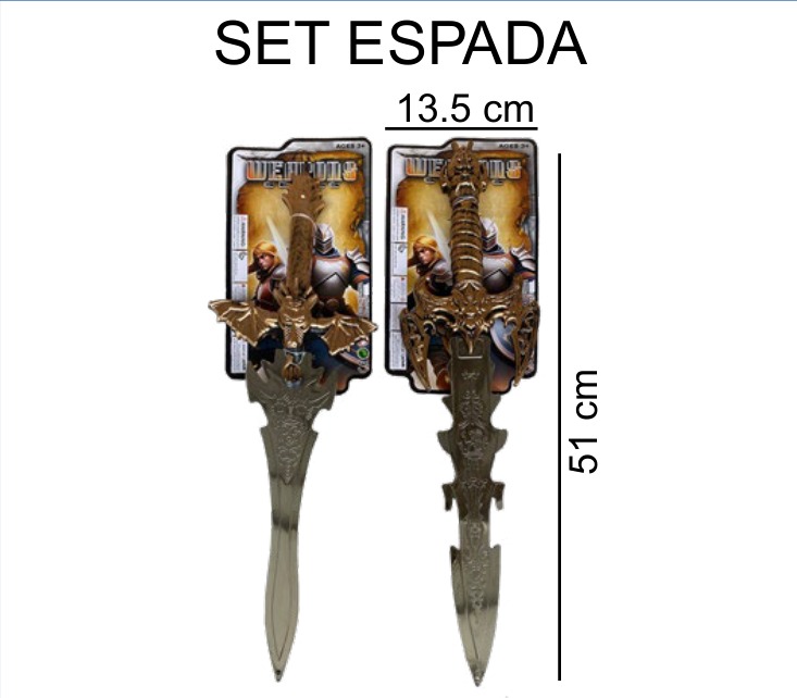 [EB-TS95778] Espada Juguete Blister 13×51 cm Plástico Niño — Caja x96 pz