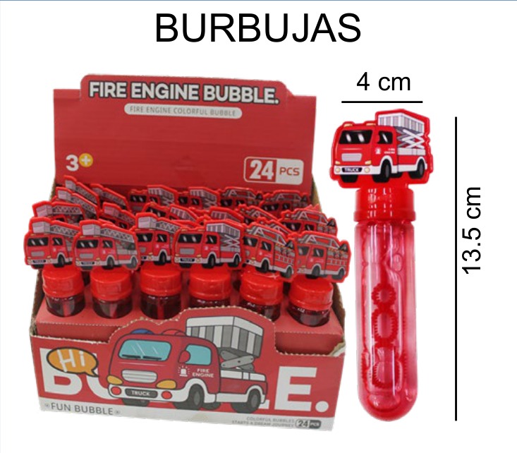 [EB-TS90037] Burbujas Camión Bomberos 24 Piezas Blister 4×13 cm — Caja x432 pz