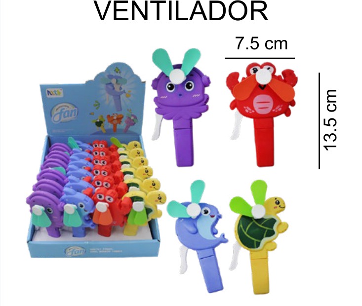 [EB-TS90521] Ventilador Animales Figura Blister 7×13 cm Plástico — Caja x480 pz