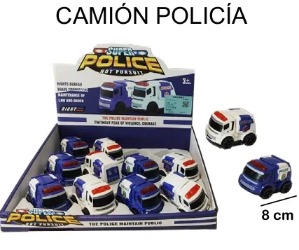[EB-TS95978] Camión Policía Blister 12 Piezas 3 Modelos 8×7 cm — Caja x216 pz