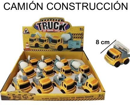 [EB-TS95976] Camión Construcción Blister 12 Piezas 3 Modelos 8×7 cm — Caja x216 pz