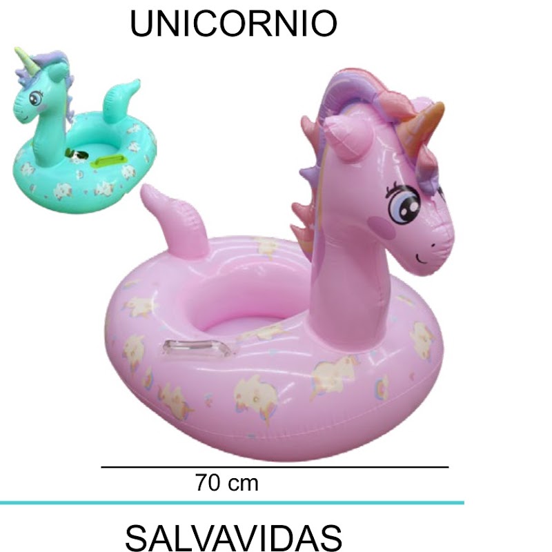 [EB-TY361923] Aro Salvavidas Inflable 70cm PVC Unicornio 2 Colores x100pz — WEISCO