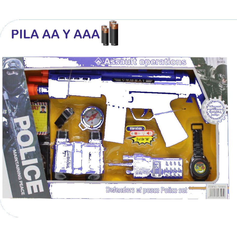 [EB-TS69688] Set Policía Defenders Assault Operations Pistola con Luz y Sonido | EB-TS69688 | Caja x24 pzas