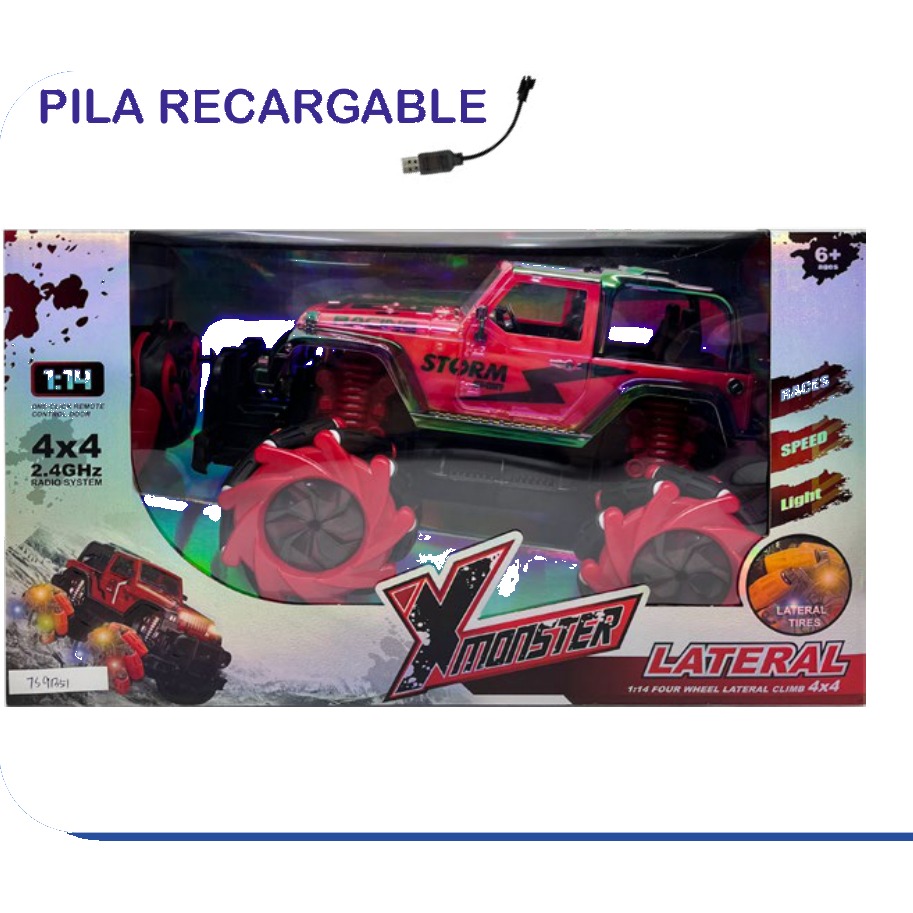 [EB-TS91351] Carro RC XMonster Lateral 4x4 Acrobacias 9 Canales con Luz 1:14 | EB-TS91351 | Caja x18 pzas