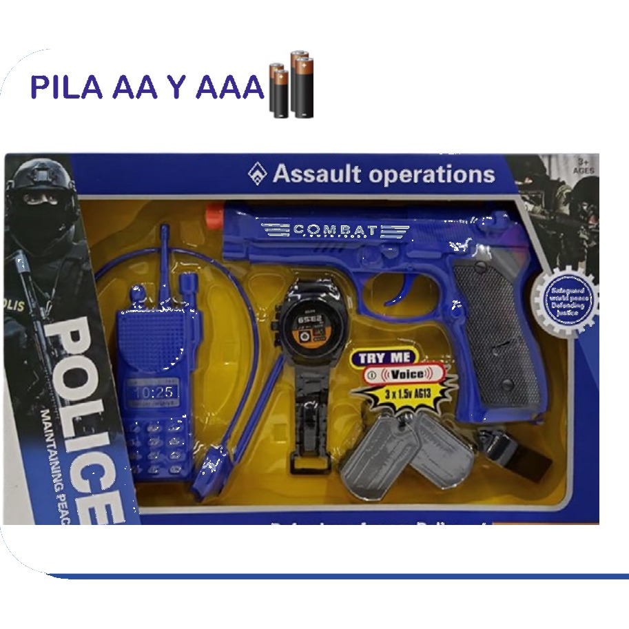 [EB-TS69677] Set Policía Combat Assault Operations con Sonido y Luz Pistola | EB-TS69677 | Caja x60 pzas