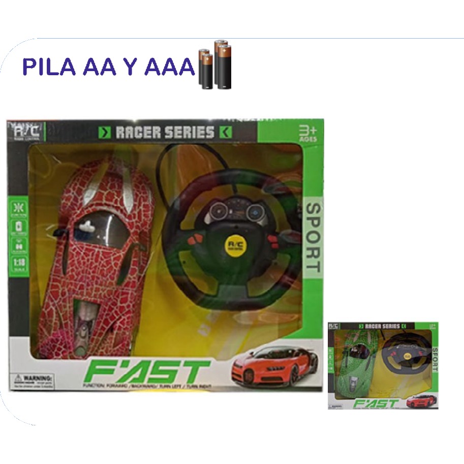 [EB-TS68693] Carro RC Fast Rager Series Volante Control 2 Colores Pila AA | EB-TS68693 | Caja x24 pzas