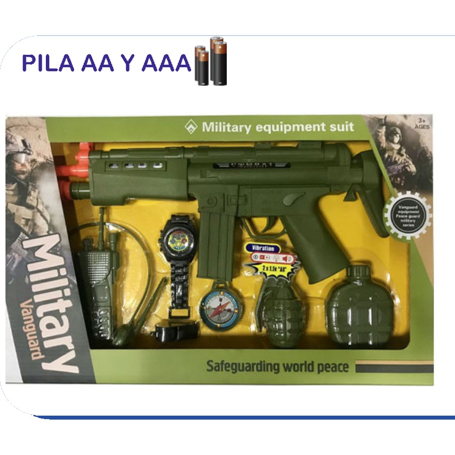 [EB-TS69682] Set Militar Military Vanguard con Sonido y Luz Pistola Subametralladora | EB-TS69682 | Caja x24 pzas