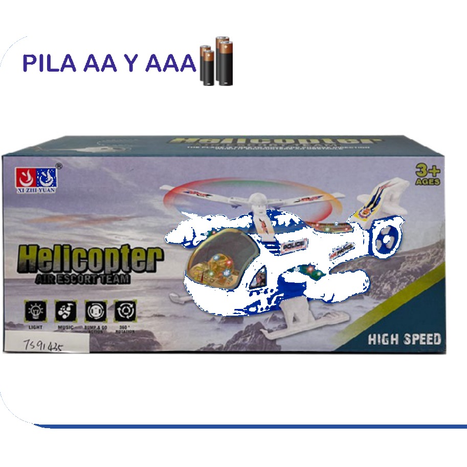 [EB-TS91435] Set Avión Helicopter Air Escort con Luz y Música 2 Colores Pila AA | EB-TS91435 | Caja x144 pzas