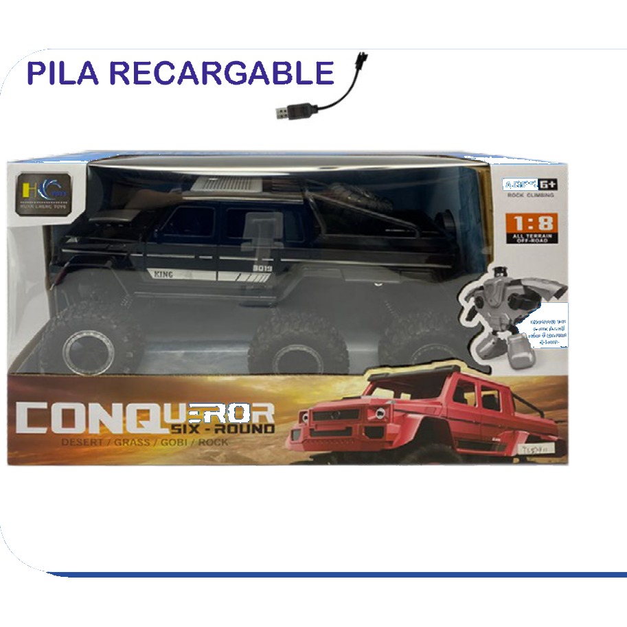 [EB-TS87911] Carro RC Conqueror Six-Round Llanta Suave con Luz en Focos Recargable | EB-TS87911 | Caja x12 pzas