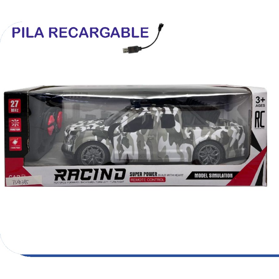 [EB-TS91395] Carro Racing RC Camuflaje con Luz 4 Canales Recargable USB | EB-TS91395 | Caja x60 pzas
