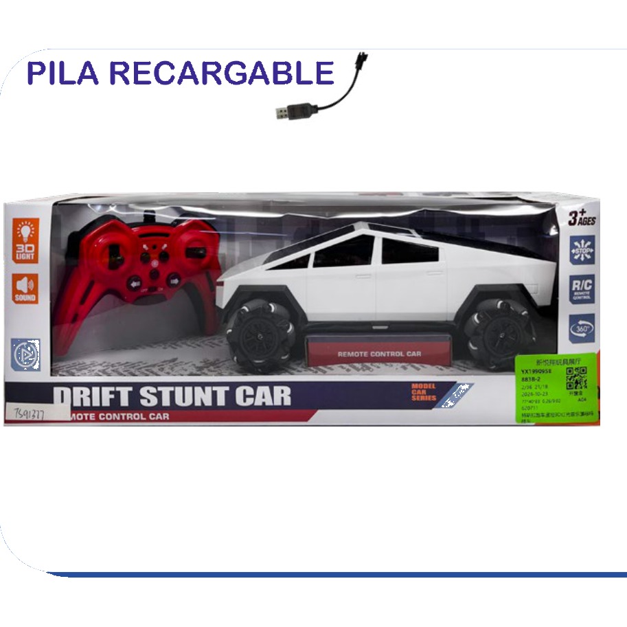 [EB-TS91377] Carro RC Drift Stunt Cybertruck con Luz y Música 3 Colores Recargable | EB-TS91377 | Caja x36 pzas