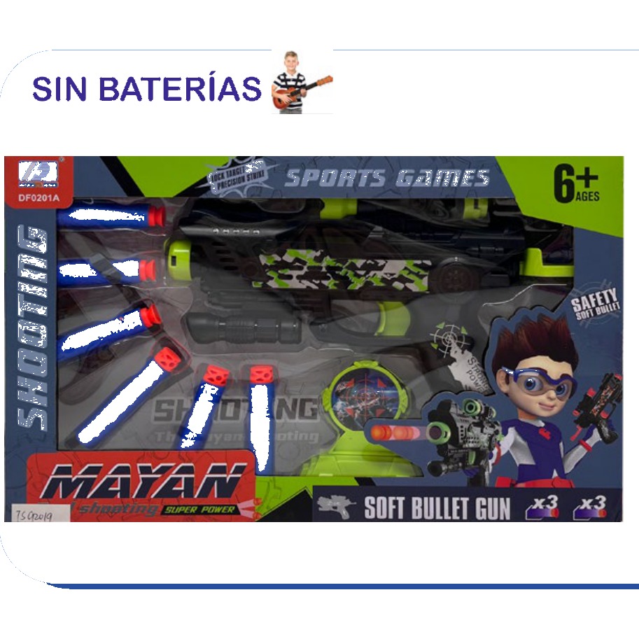 [EB-TS92019] Pistola Soft Bullet Mayan 2 Colores Balas Suaves | EB-TS92019 | Caja x72 pzas