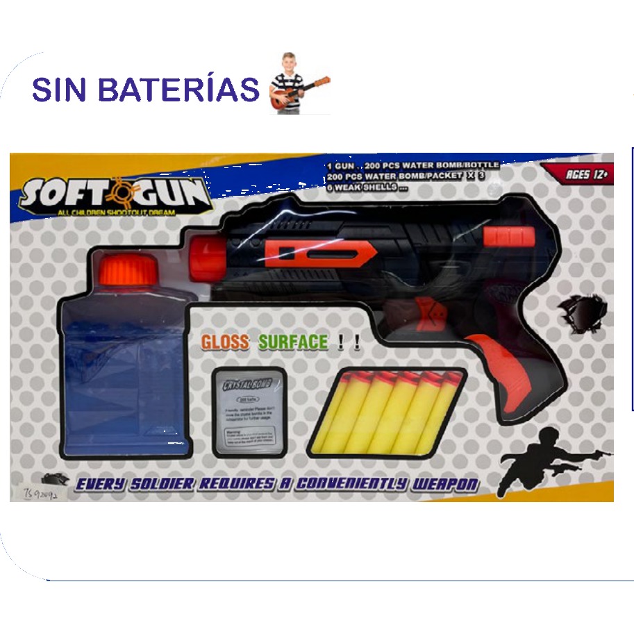 [EB-TS92092] Pistola Soft Gun con Balas Suaves 3 Colores Modelo Grande A | EB-TS92092 | Caja x36 pzas