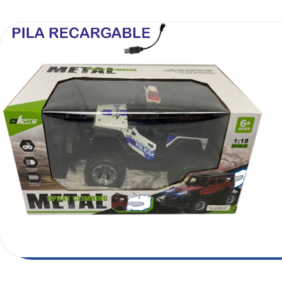 [EB-TS87805] Carro RC Metal Spray Police 4x4 con Luz y Spray Recargable 1:18 | EB-TS87805 | Caja x36 pzas