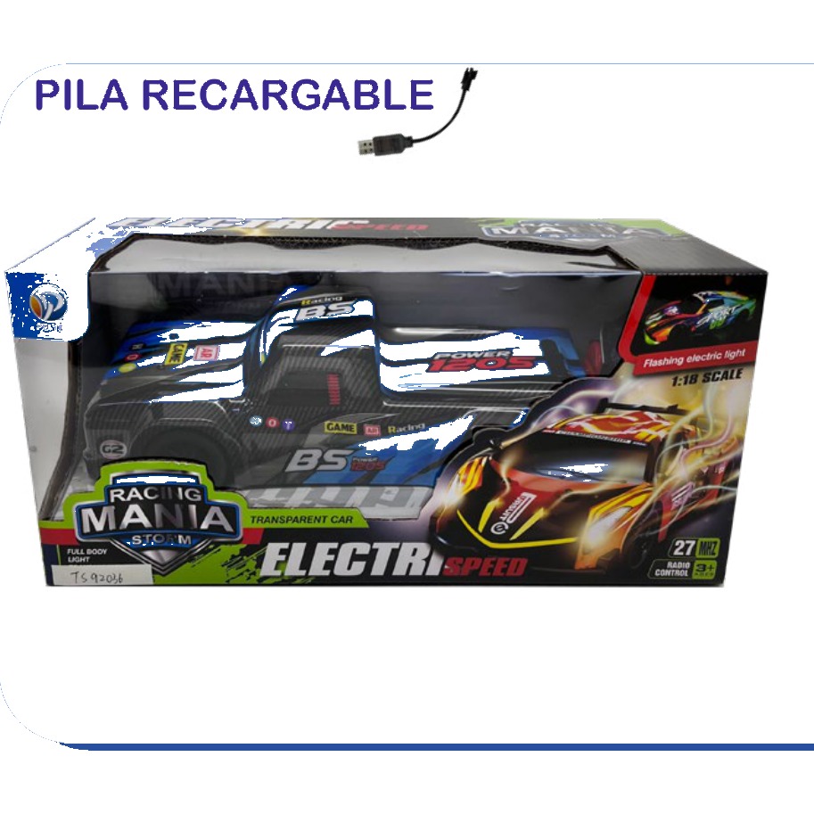 [EB-TS92036] Carro RC Racing Mania Electri Speed 5 Canales con Luz Transparente Recargable | EB-TS92036 | Caja x72 pzas