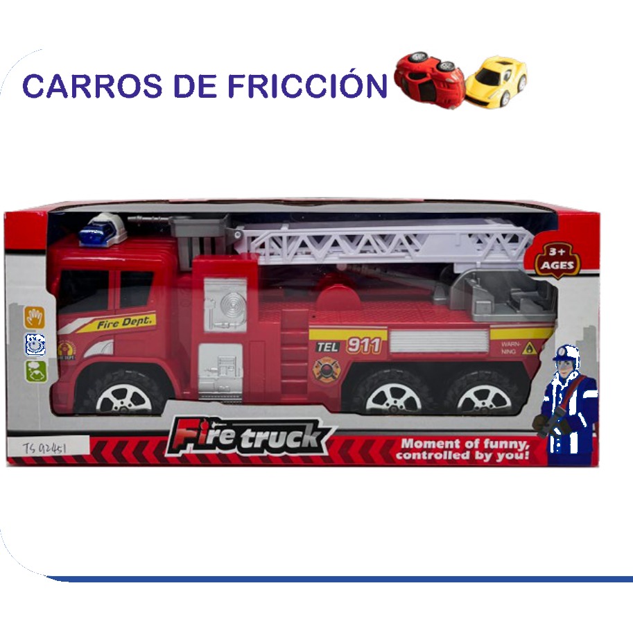 [EB-TS92451] Camión Bomberos Fire Truck Fricción con Escalera | EB-TS92451 | Caja x72 pzas