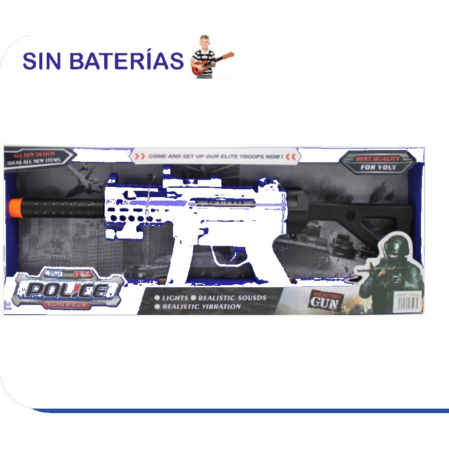[EB-TS69686] Set Policía Subametralladora con Luz y Sonido Largo | EB-TS69686 | Caja x17 pzas